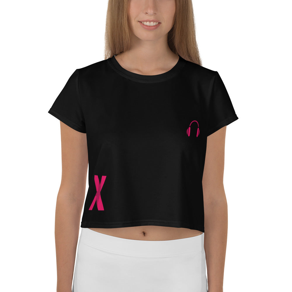 X Sound Pink Print Crop Tee