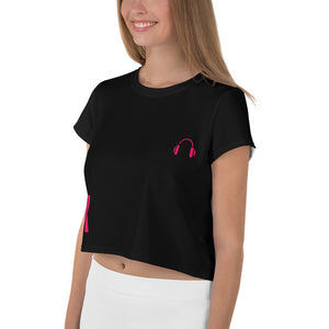 X Sound Pink Print Crop Tee