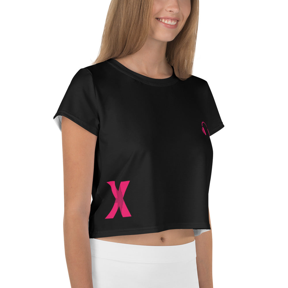 X Sound Pink Print Crop Tee