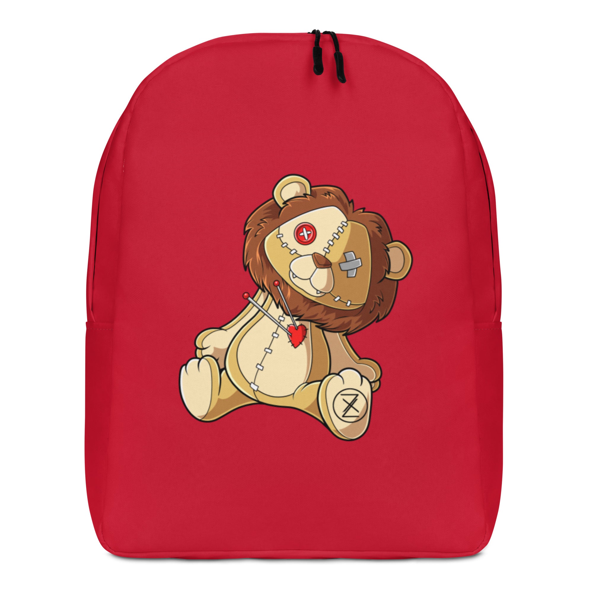 Red Sitting Lionheart Minimalist Backpack