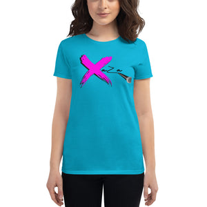 Xaza Mic Check Blue Pink Women's short sleeve t-shirt